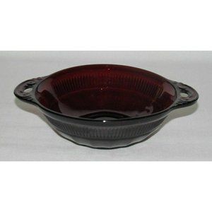 Hocking Glass CORONATION Ruby Red Small 2-Handled Berry Bowl